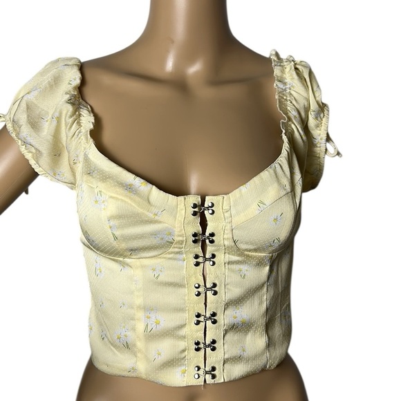 Princess Polly cropped corset top,sz 4, ruffle,floral,hook&eye,coquette,fairy - Picture 3 of 13